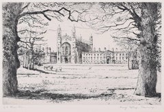 King's College Cambridge desde la pradera Grabado c. 1920 Mabel Oliver Rae Backs