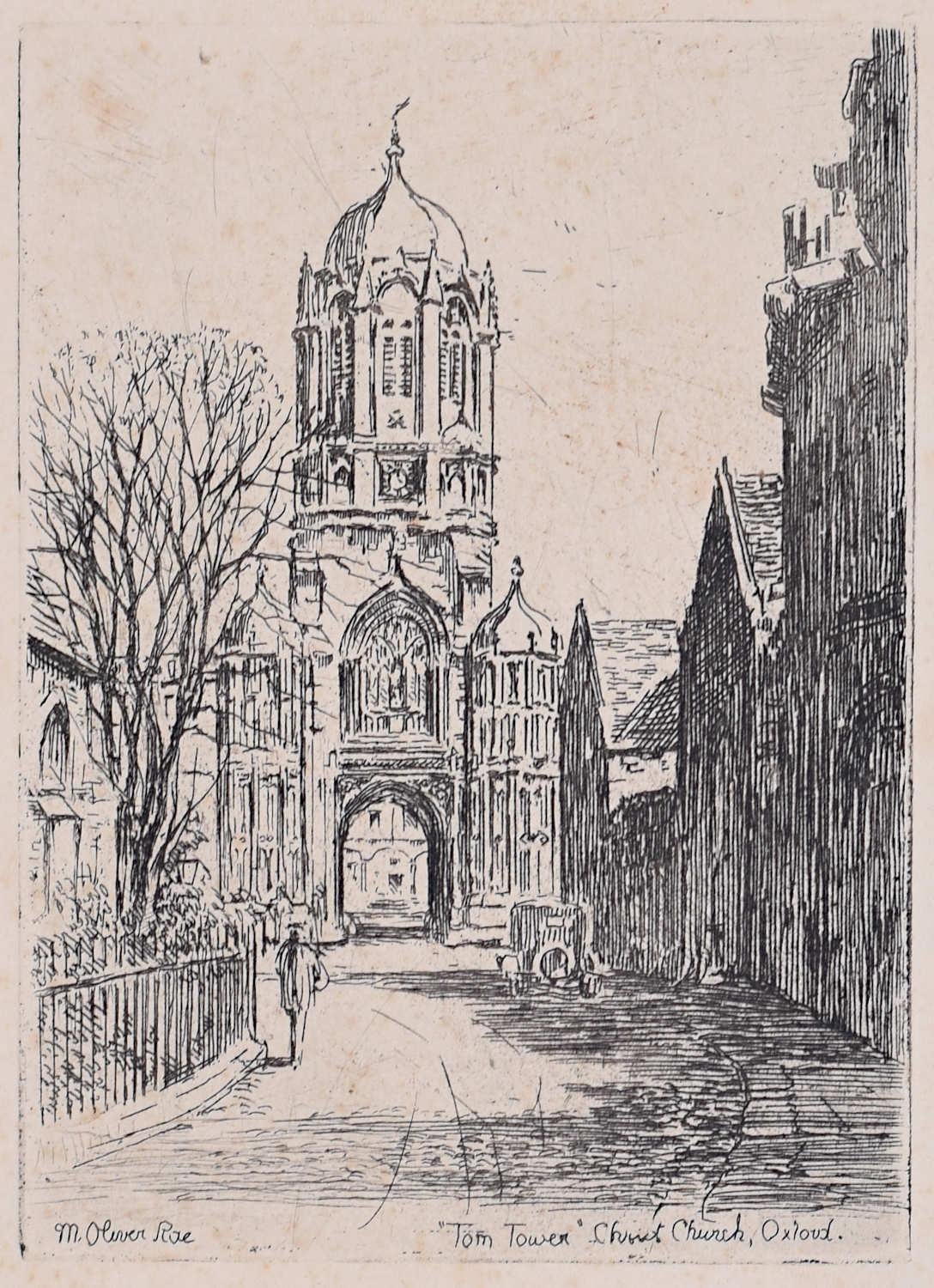 Mabel Oliver Rae - Christ Church Oxford College University etching c. 1920  Mabel Oliver Rae For Sale at 1stDibs