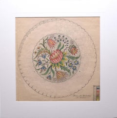 D.L.Hadden 1930s Original Gouache Design for Embroidery for Cushion