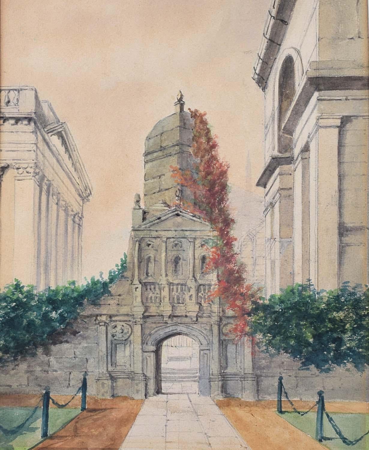 Unknown Landscape Art - Gate of Honour Gonville and Caius College Cambridge 1930 Watercolour 