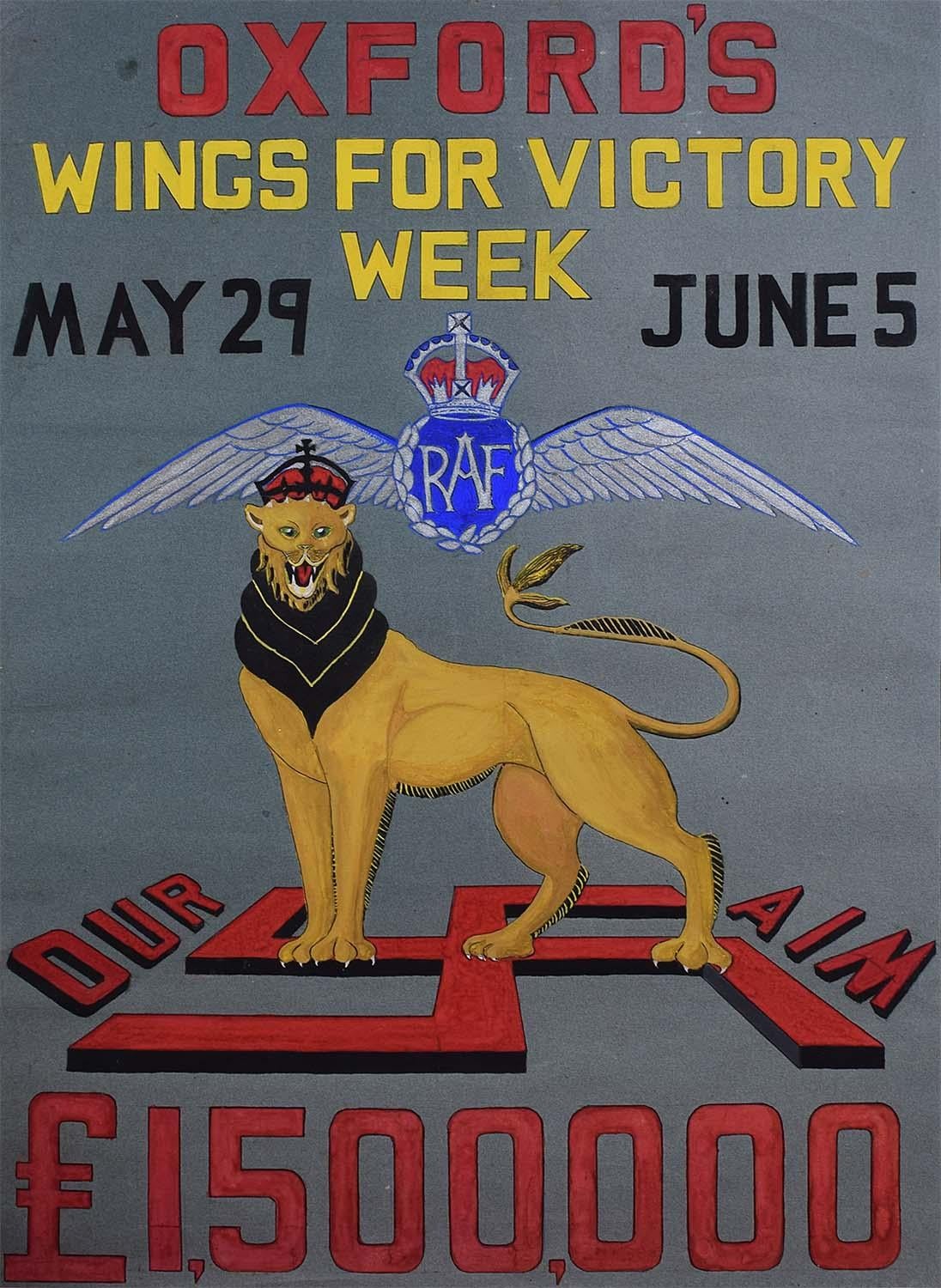 Oxford Wings for Victory Original Vintage-Poster Design, Propaganda aus dem Zweiten Weltkrieg