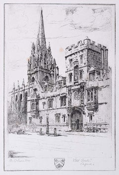All Souls College Oxford University etching c. 1920 Mabel Oliver Rae