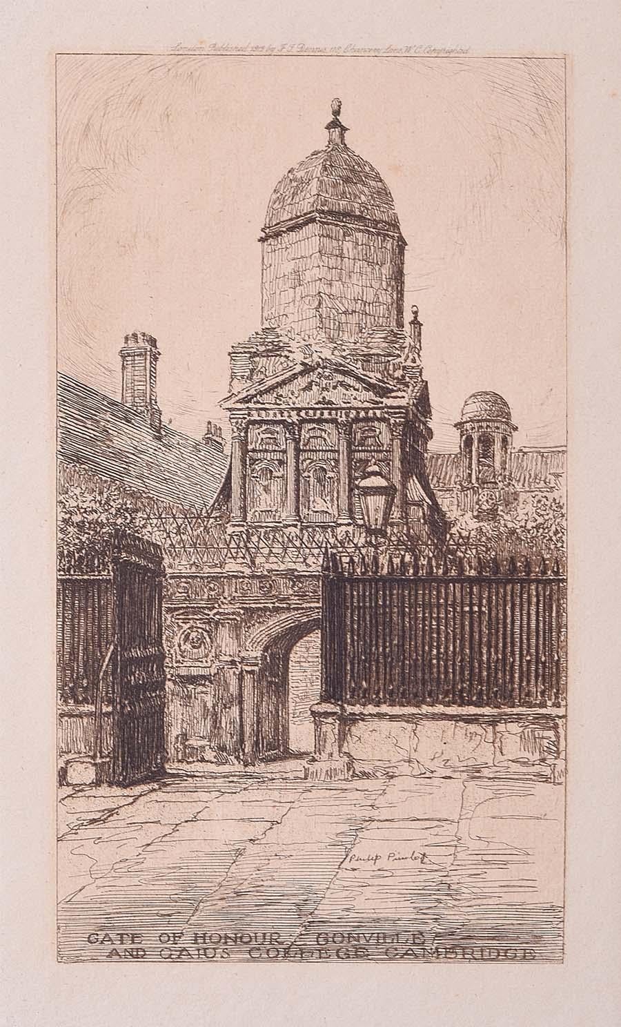 Gate of Honour Gonville and Caius College Cambridge Philip Pimlott etching 1912