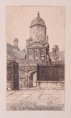 Puerta de Honor Gonville and Caius College Cambridge Grabado de Philip Pimlott 1912