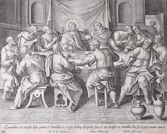 Theodoor Galle 17th Century Engraving Last Supper Adriaen Collaert Martin de Vos