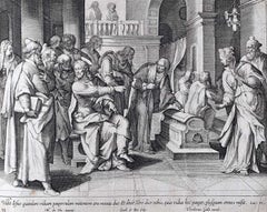 Theodoor Galle Martin de Vos Kupferstich aus dem 17. Jahrhundert The Widow's Mite (Offering)
