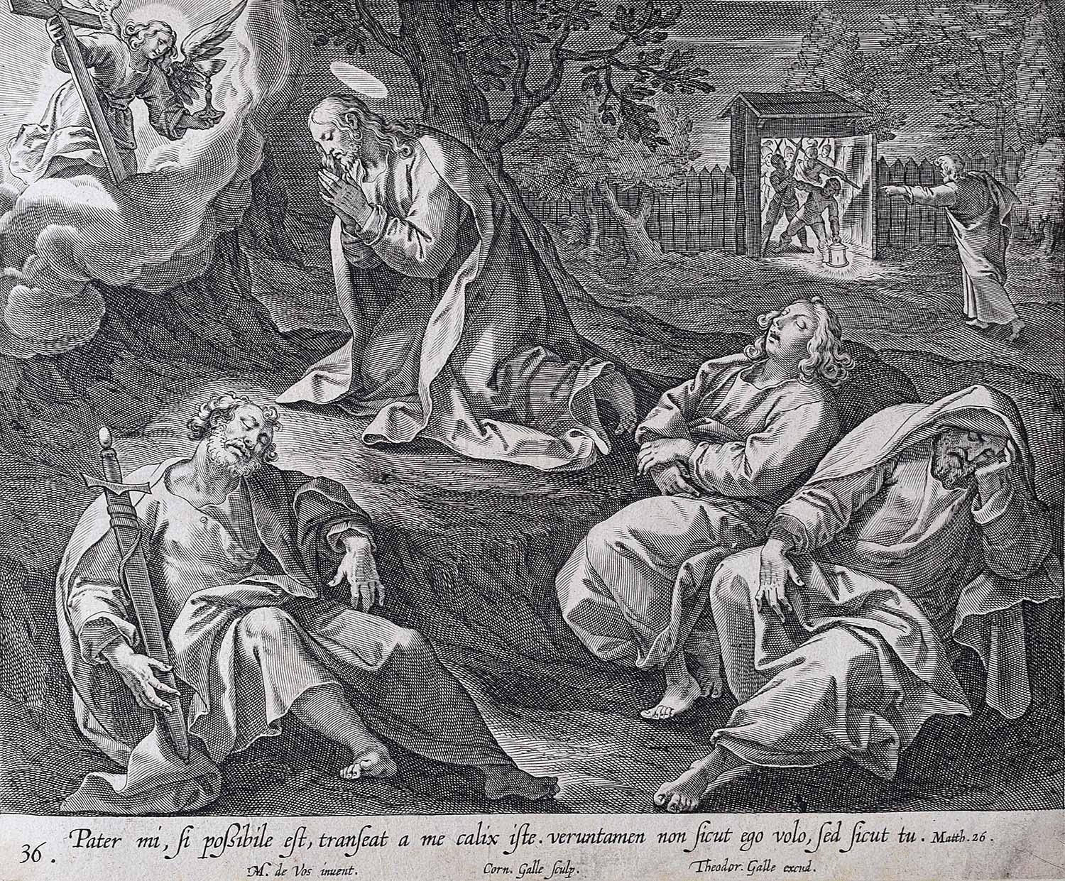 Theodoor Galle Martin de Vos 17th Century Engraving Drinking from Jesus' Cup