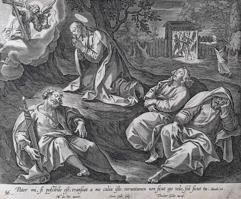 Theodoor Galle Martin de Vos 17th Century Engraving Drinking from Jesus' Cup - Print by Theodoor Galle