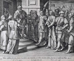 Theodoor Galle Martin de Vos Gravure du 17e siècle Jésus devant Pilate