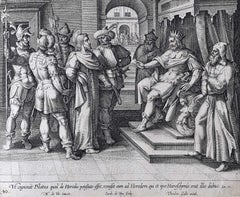 Theodoor Galle Martin de Vos Engraving Jesus Taken Before Pilate and Herod