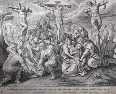 Antique Theodoor Galle Martin de Vos 17th Century Engraving Jesus on the Cross