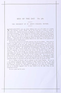 The President of St John's College Oxford Vanity Fair Spy magazine Leslie Ward