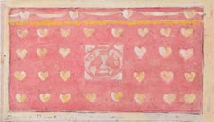 Antique Reginald Hallward Original Design for Rose Pink Altar Frontal c.1910 Watercolour
