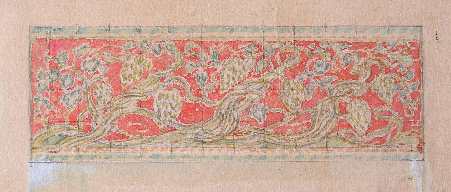 Reginald Hallward - Reginald Hallward Original Design for Rose Pink Altar  Frontal c.1910 Watercolour For Sale at 1stDibs