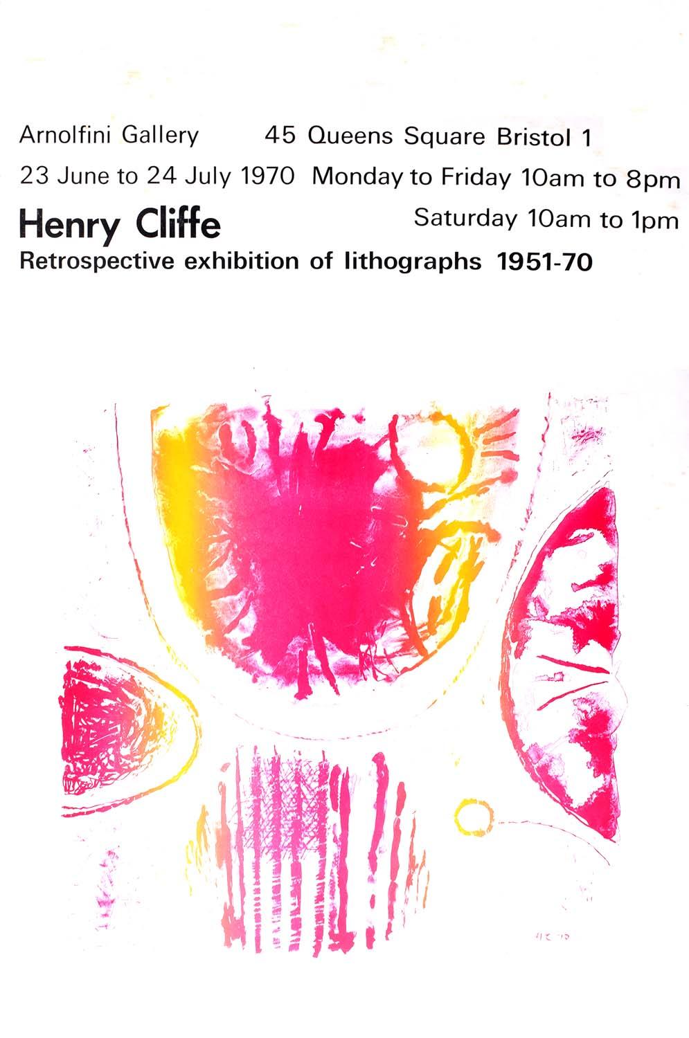 Henry Cliffe (1919-1983) Arnolfini Gallery Exhibition of Lithographs Poster, Henry