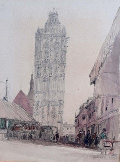 Prof Sir Albert Richardson PRA Verneuil 1954 Aquarell Architektonische Zeichnung