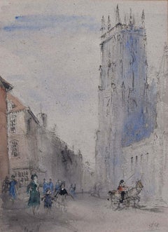 Aquarelle de la cathédrale anglaise de Minster en aquarelle du Prof Sir Albert Richardson PRA York, 1960