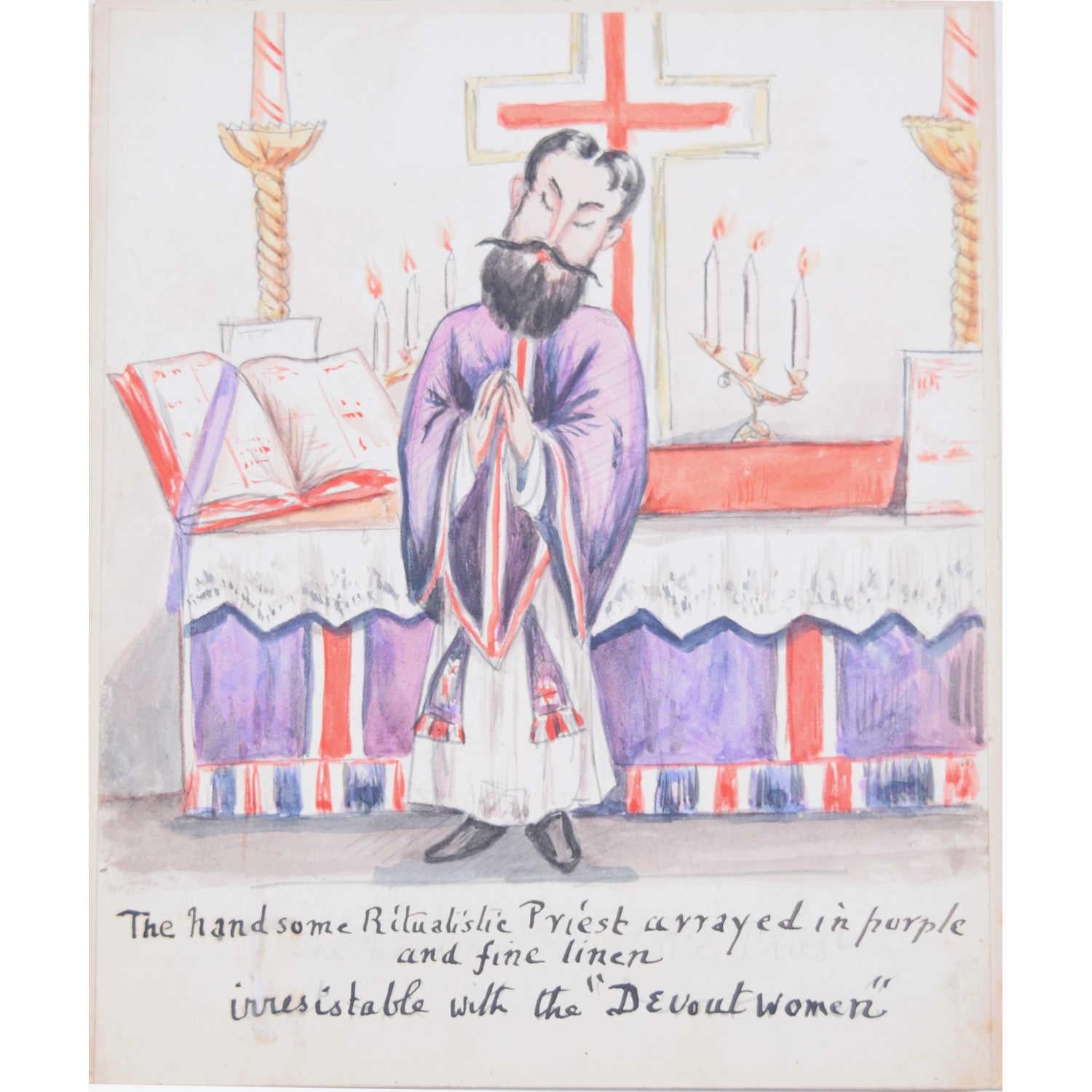 c.1850 'Ritualistic Priest' Caricature Anglo-Catholic Oxford Movement John Keble