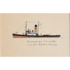 Antique Laurence Dunn, Drawing of Coastal Tramp Eastleigh, Kent (c.1925) T A Soliffe