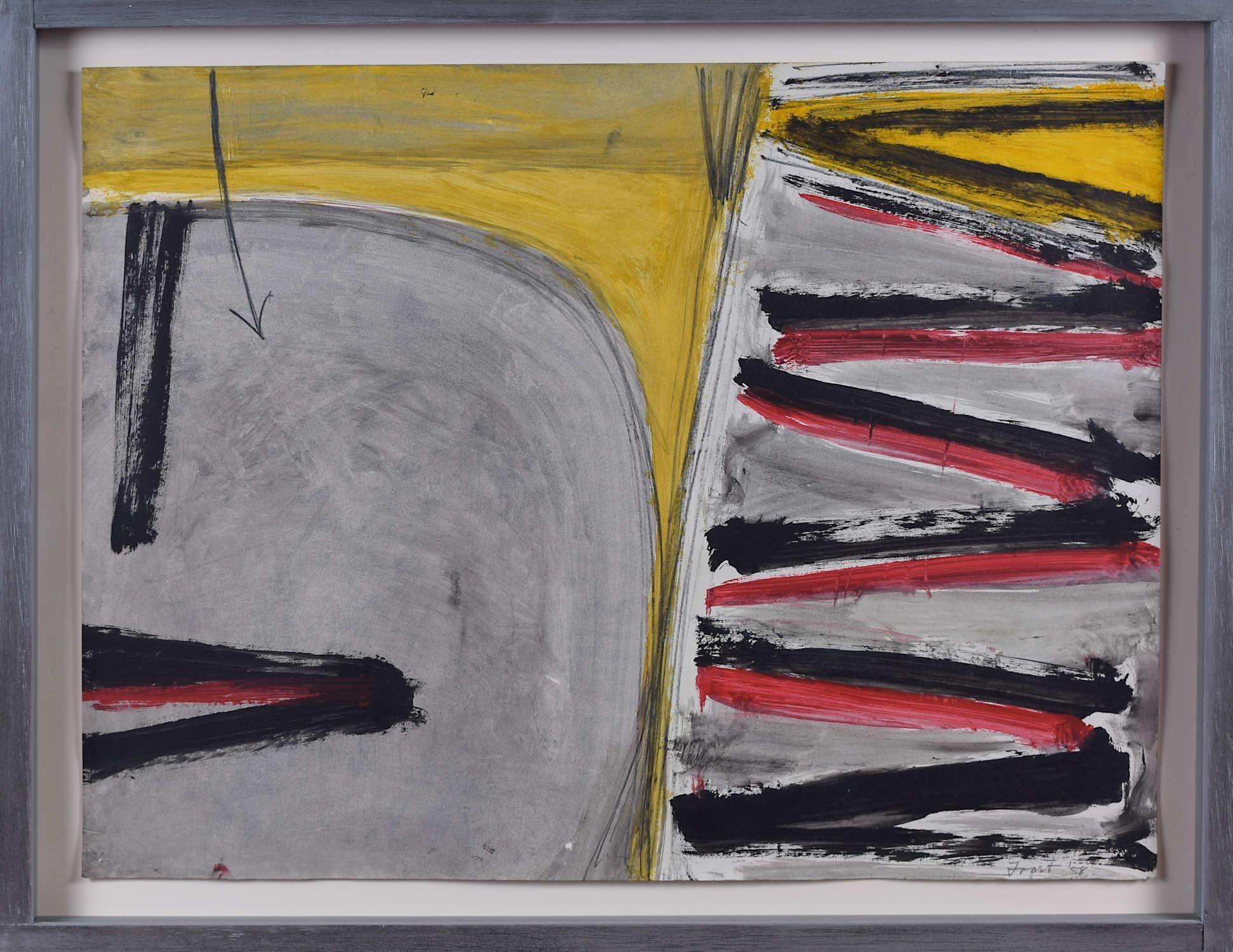 Sir Terry Frost, rote, schwarze und gelbe Herbstlandschaft, moderne britische Kunst