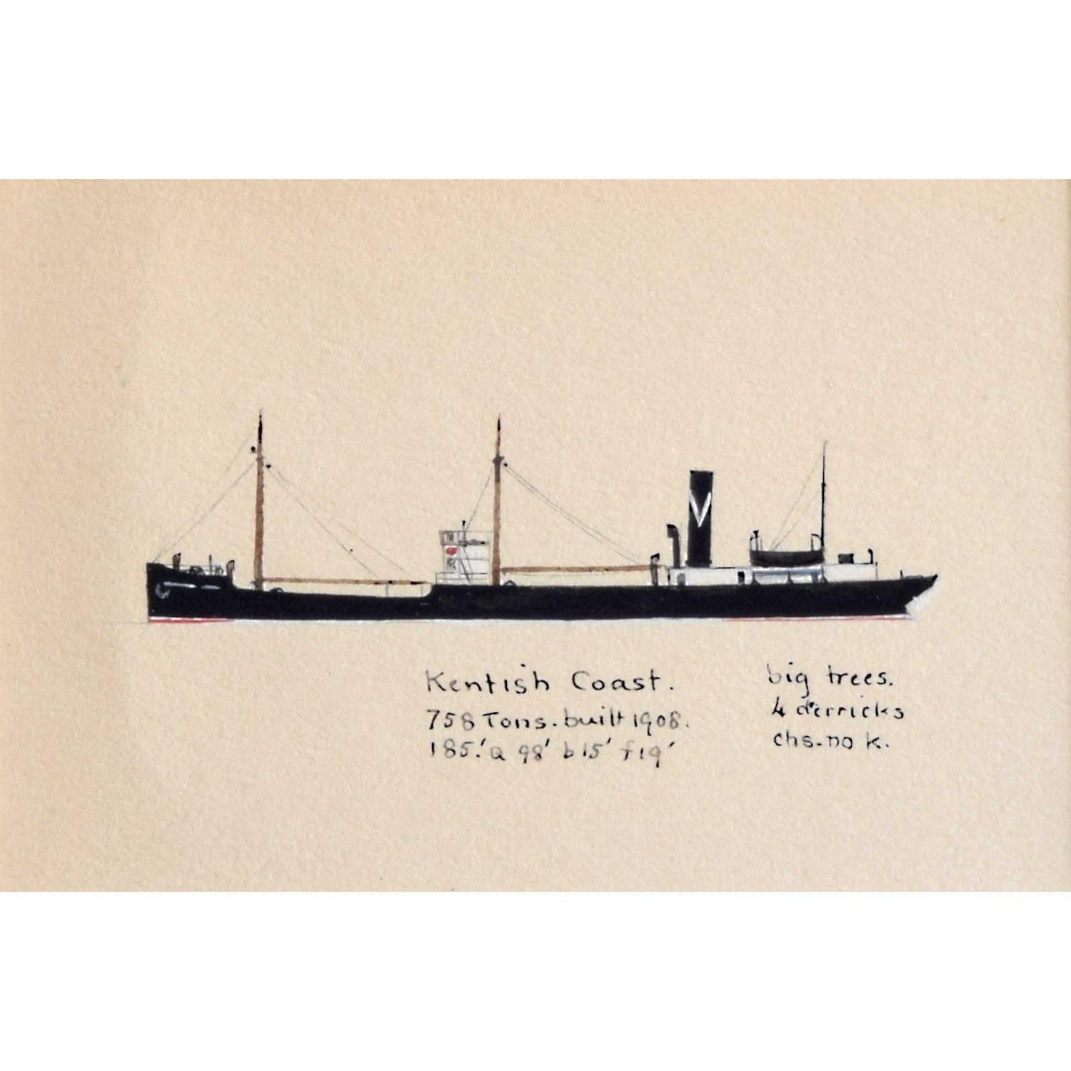 Laurence Dunn, SS Kentish Coast (c.1925) Merchantman Tramp Steamer