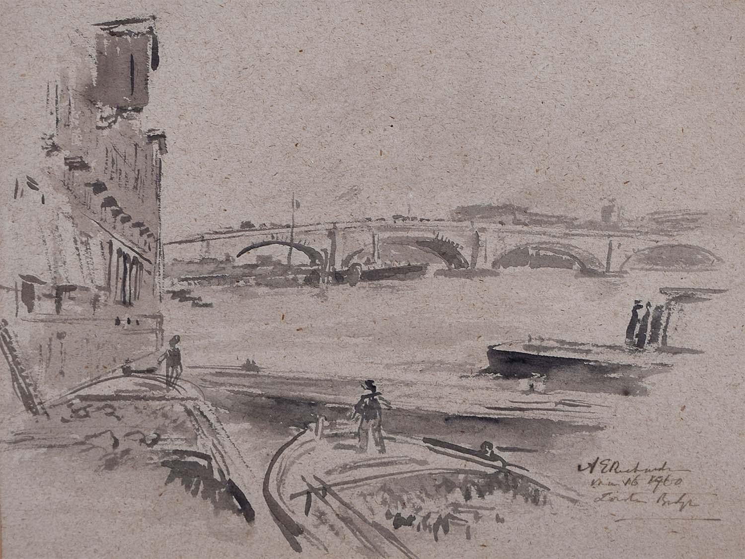 Sir Albert Richardson PRA London Bridge 1960 Watercolour