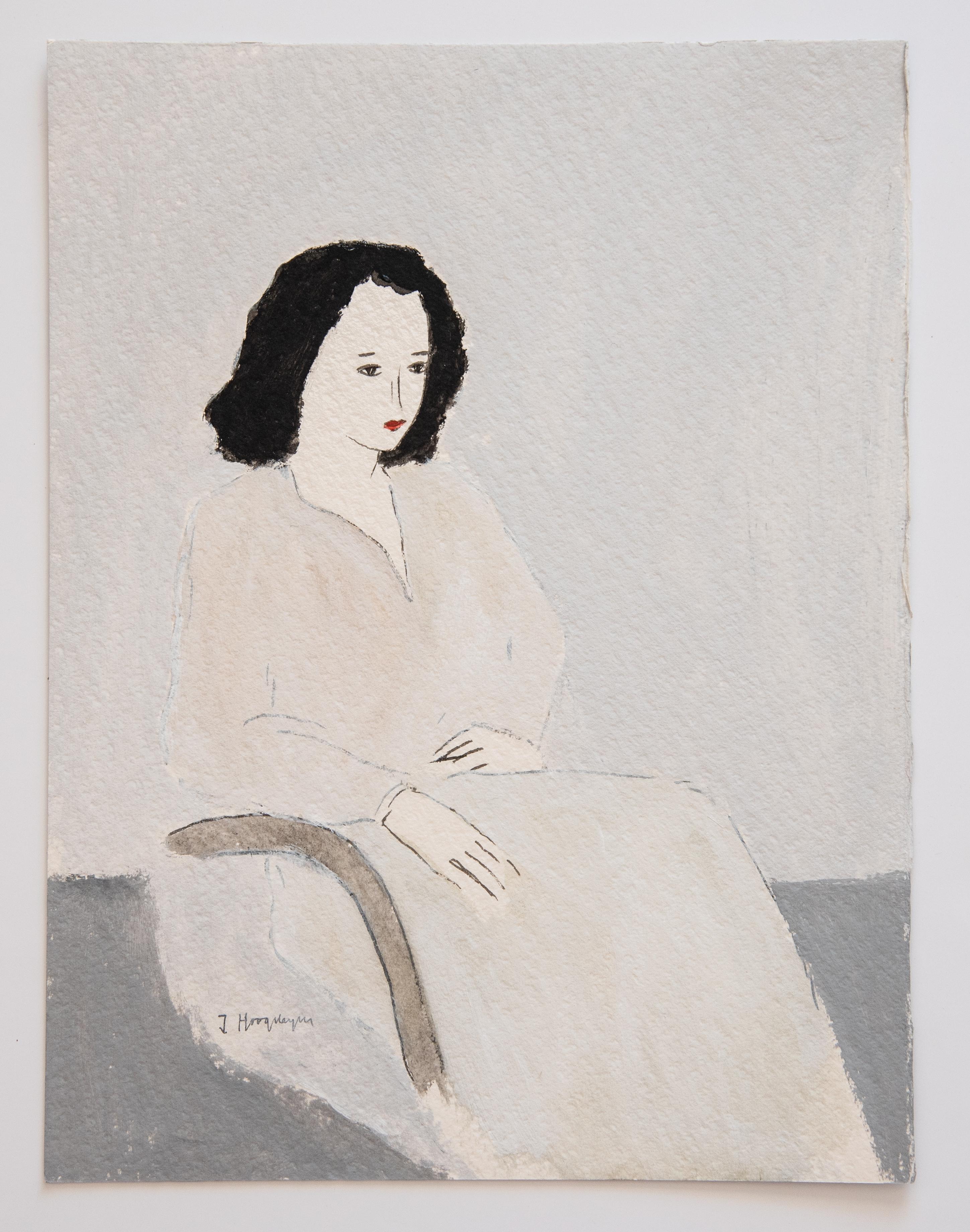 Sitting Woman Unframed  - Art by Jan Hoogsteyns 