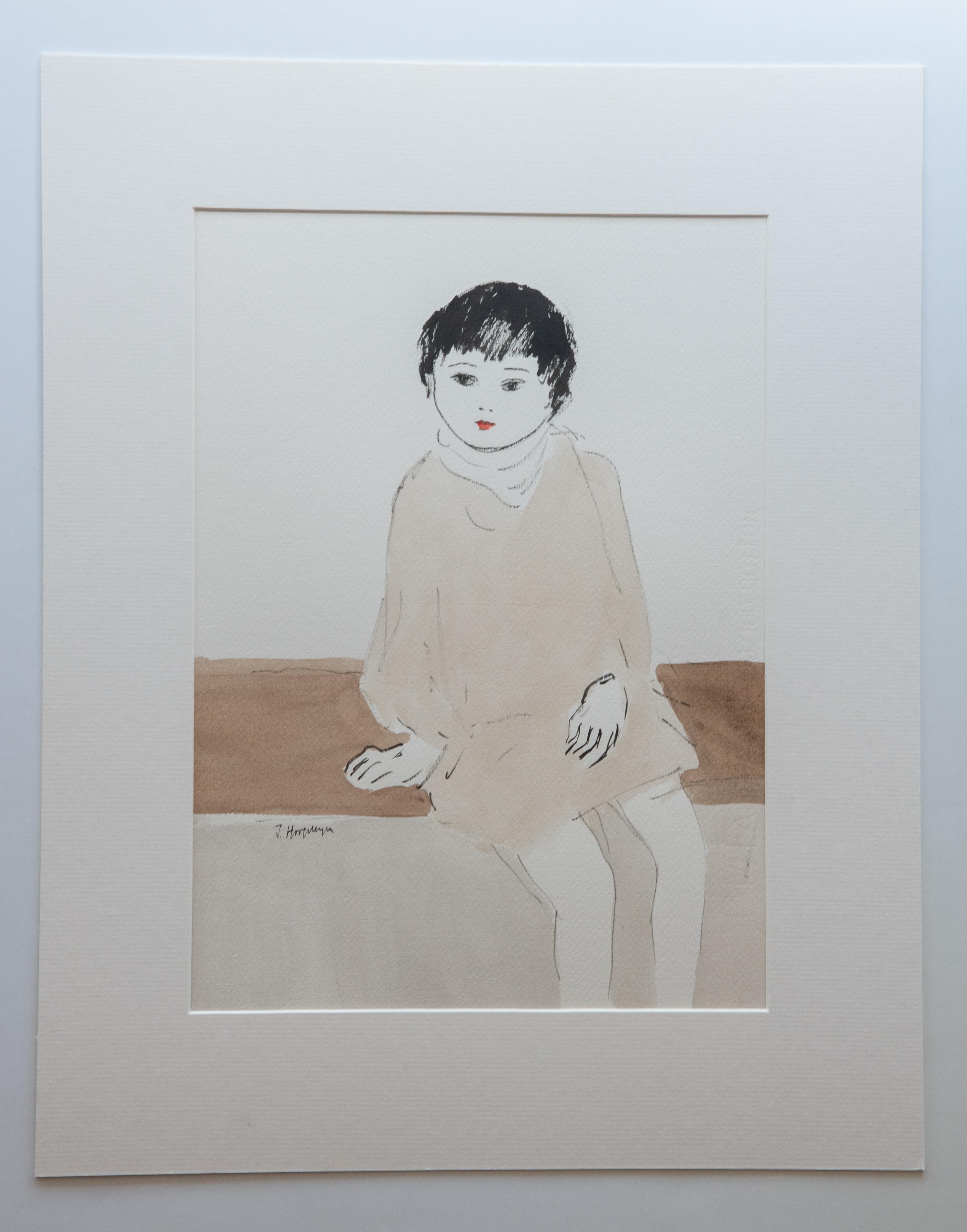 Jan Hoogsteyns  Figurative Art - Sitting Child Unframed 