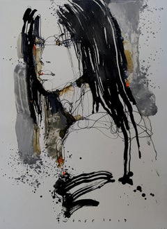 Lady 4, Zeichnung, Stift und Tinte auf Papier
