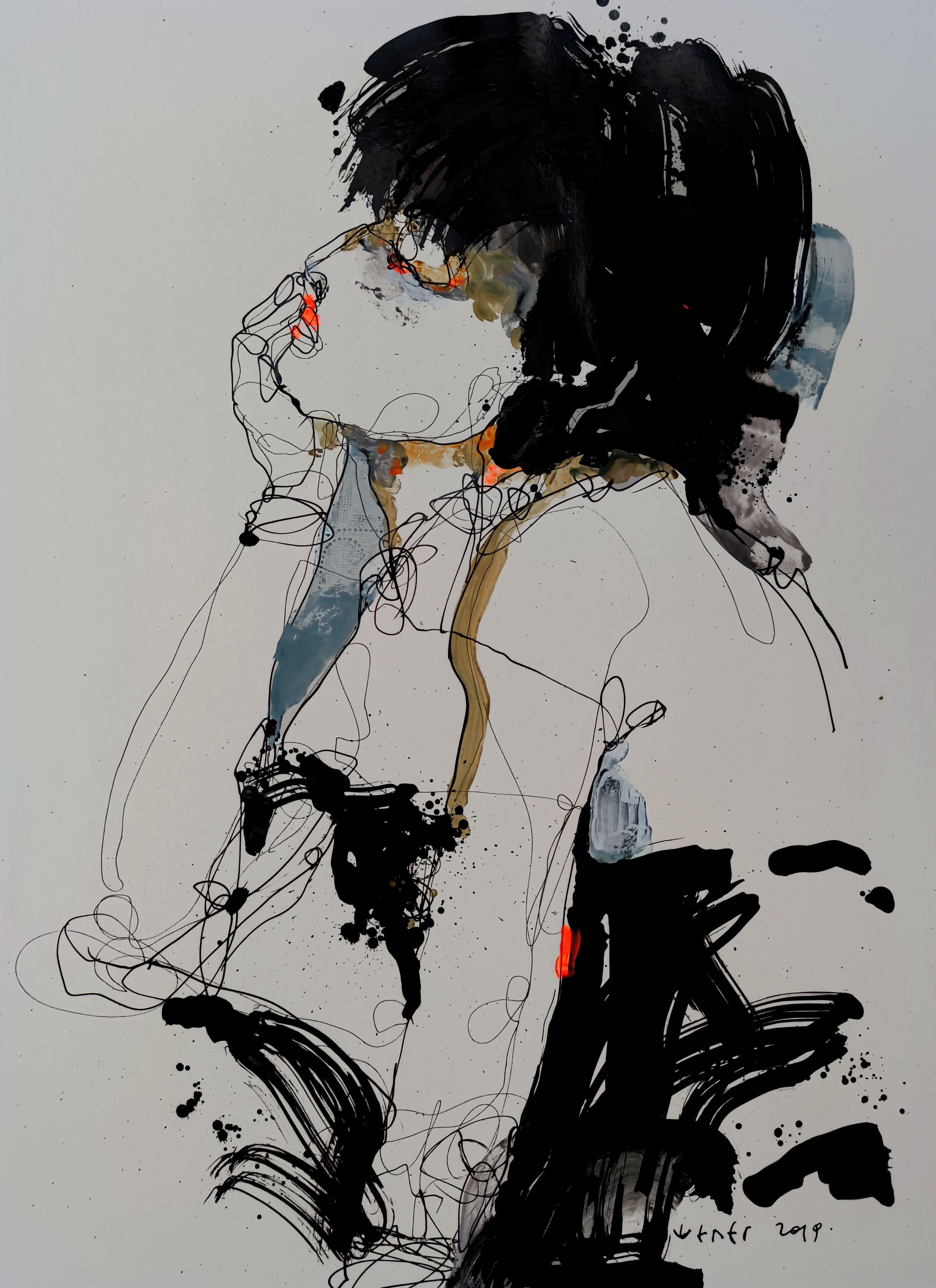 Lady 5, Drawing, Pen & Ink on Paper - Art by Victor Sheleg