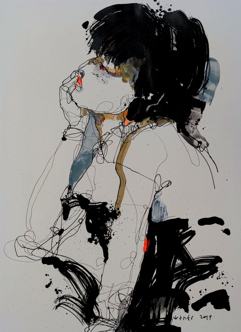 Victor Sheleg - Lady 5, Drawing, Pen and Ink on Paper For Sale at 1stDibs