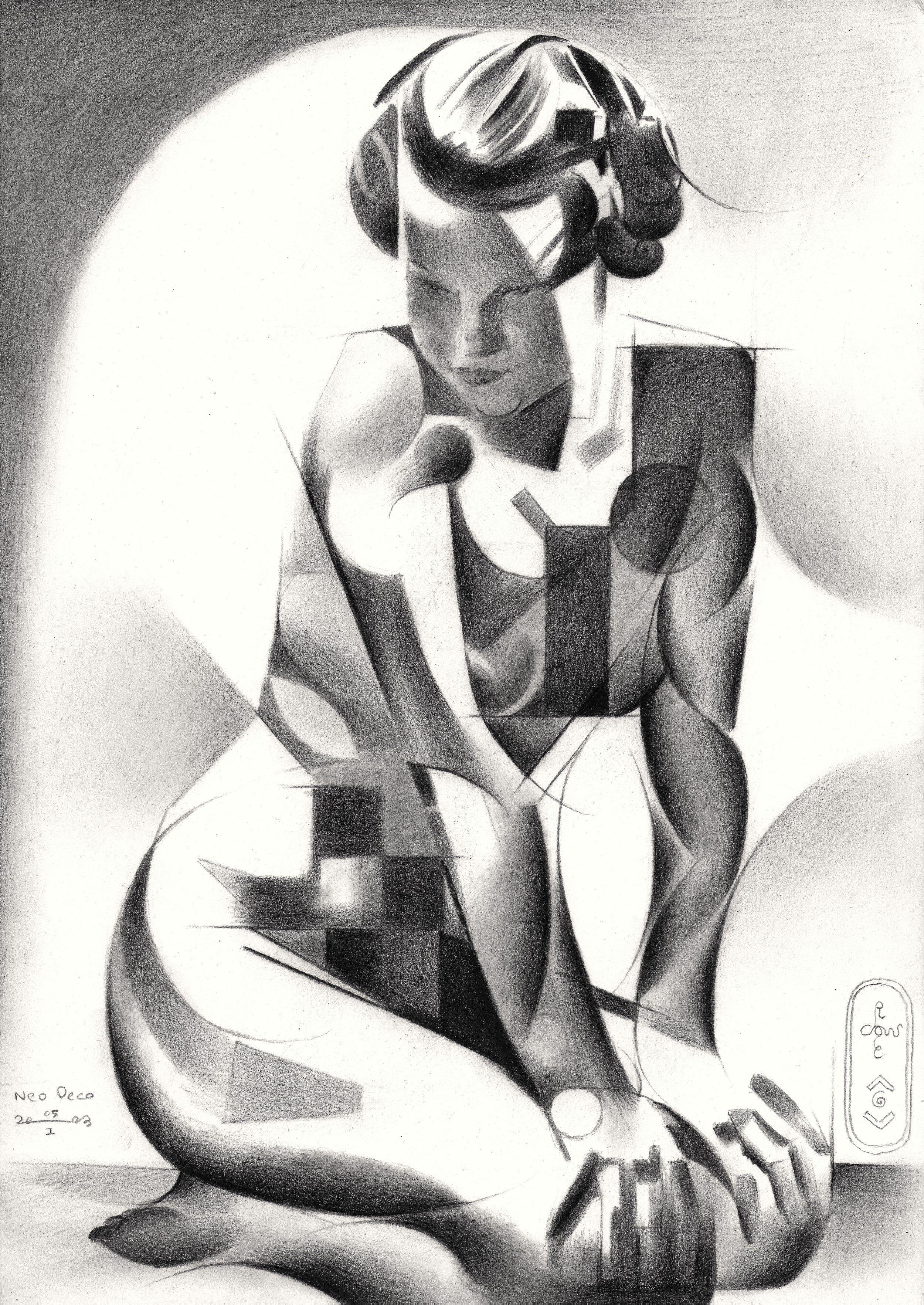 Neo Deco - 05-01-23, Drawing, Pencil/Colored Pencil on Paper - Art by Corne Akkers