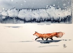 The Fox Run, Painting, Watercolor on Watercolor Paper