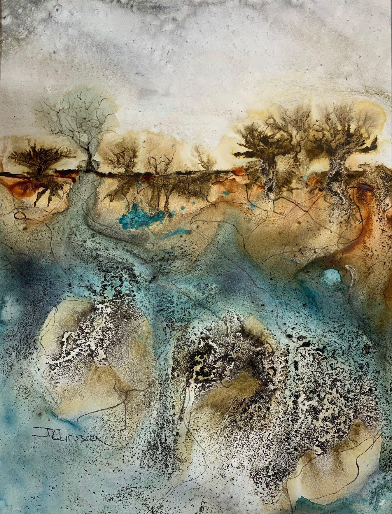 Jean Lurssen Abstract Drawing - Imagined Landscape, Painting, Watercolor on Other