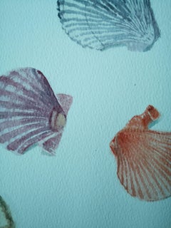 Glas- und Muschelschalen-Gemälde, Aquarell auf Aquarellpapier