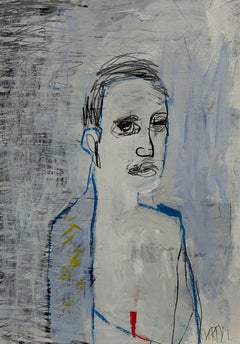 Bleu  Femme, dessin, crayon/crayon coloré sur papier