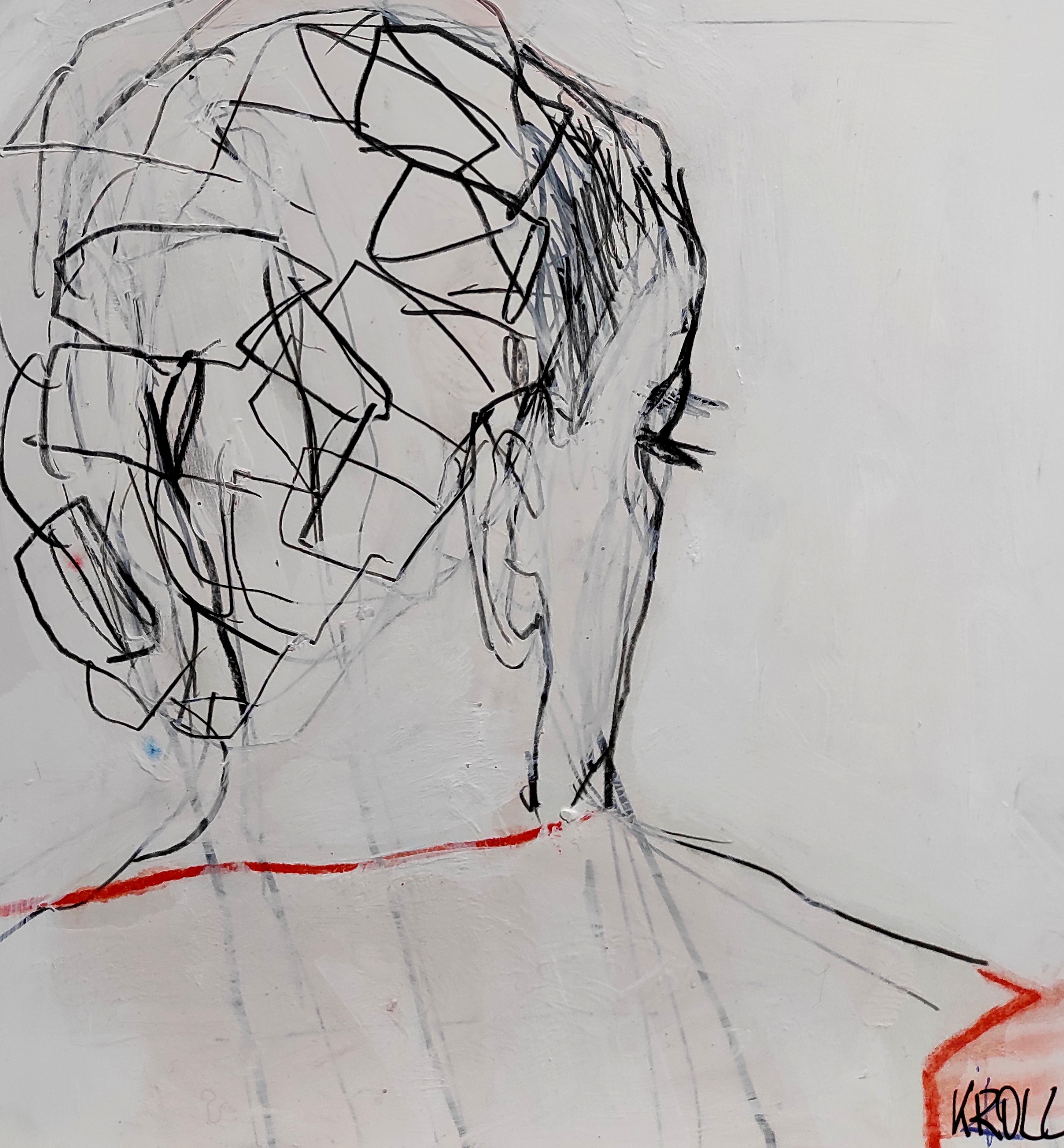A look from behind, Drawing, Pencil/Colored Pencil on Paper - Art by Barbara Kroll