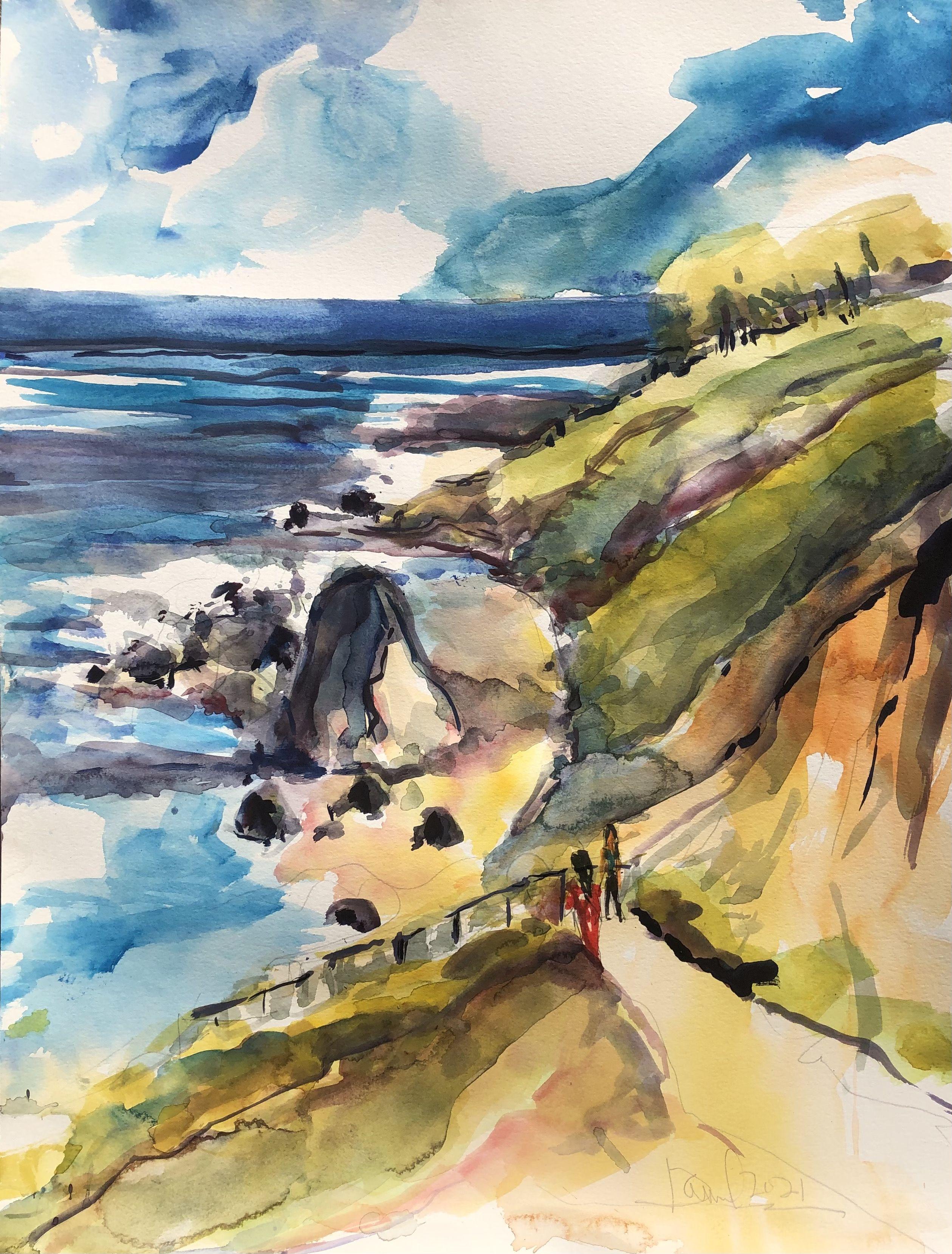 El Matador State Beach Malibu, Painting, Watercolor on Watercolor Paper - Art by Daniel Clarke