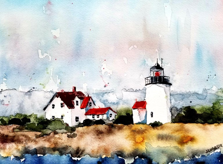Vintage HIlltop Lighthouse Watercolor Painting For Sale at 1stDibs   watercolor lighthouse, classic watercolor paintings, watercolor paintings  of lighthouses