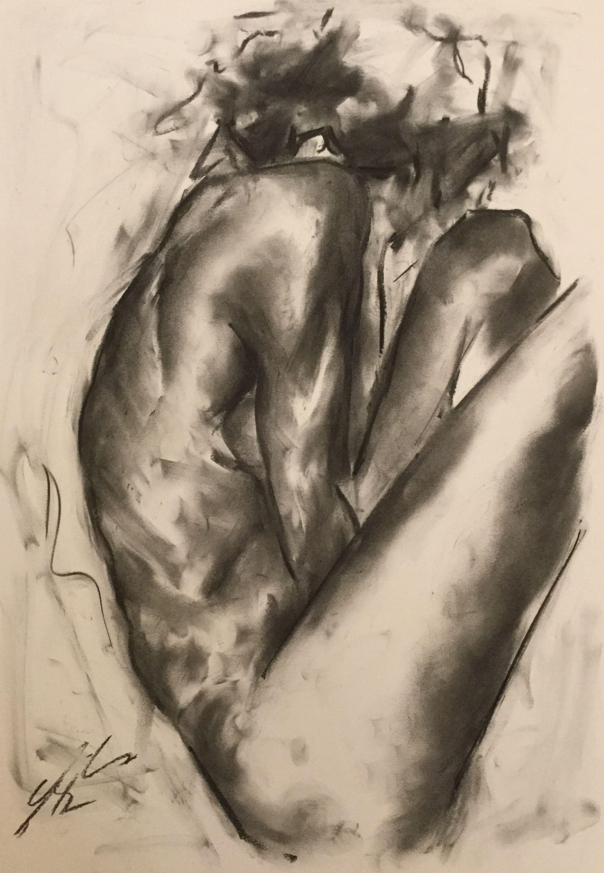 Once Again, Drawing, Charcoal on Paper - Art by James Shipton