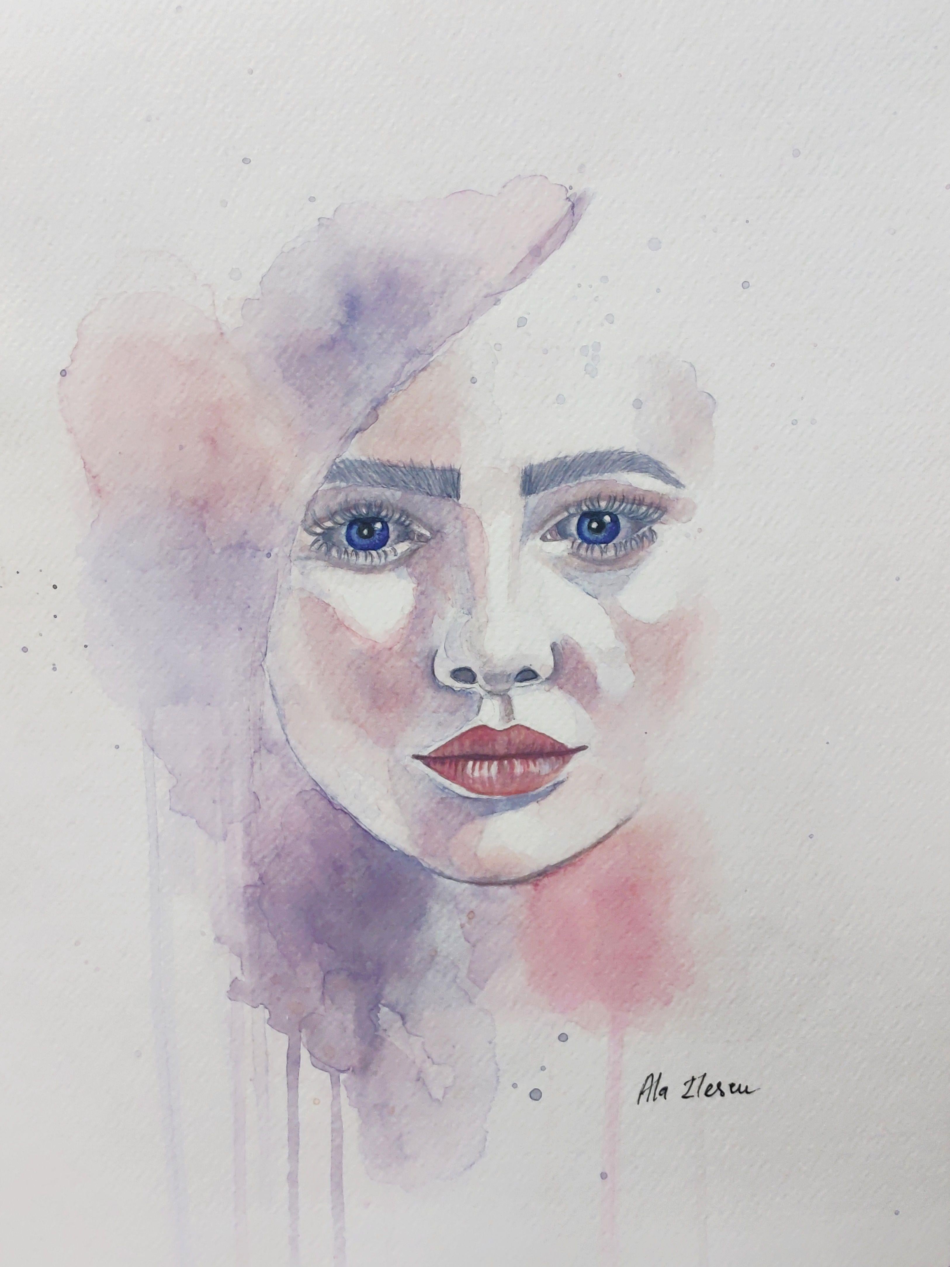 Take me to the future, Painting, Watercolor on Watercolor Paper - Art by Ala Ilescu