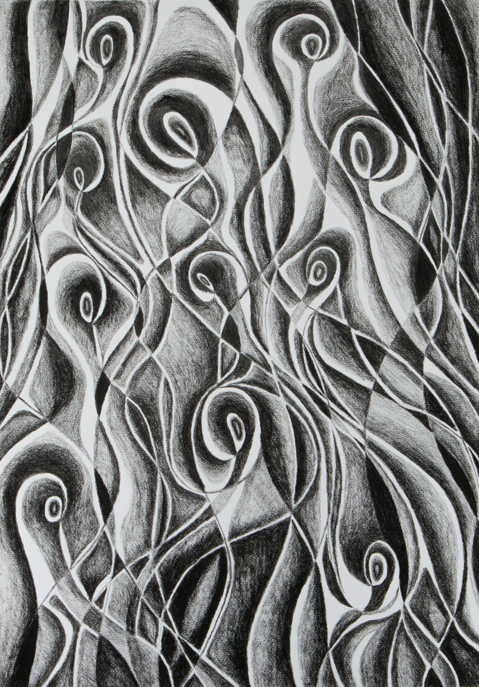 Stefan Fierros Abstract Drawing - The Guardians, Drawing, Charcoal on Paper