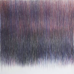 Peinture verticale violette, dessin au crayon/crayon coloré sur papier aquarelle