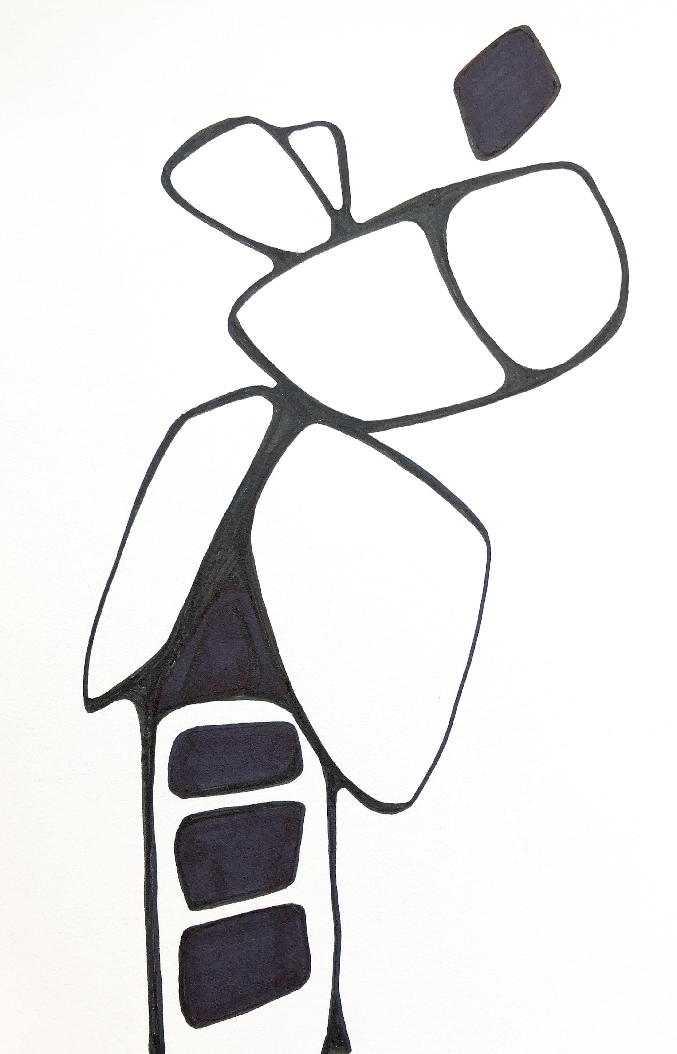Abstract Drawing de Lisa Bolin - Motivos Vegetales Modernos 1, Dibujo, Pluma y Tinta sobre Papel