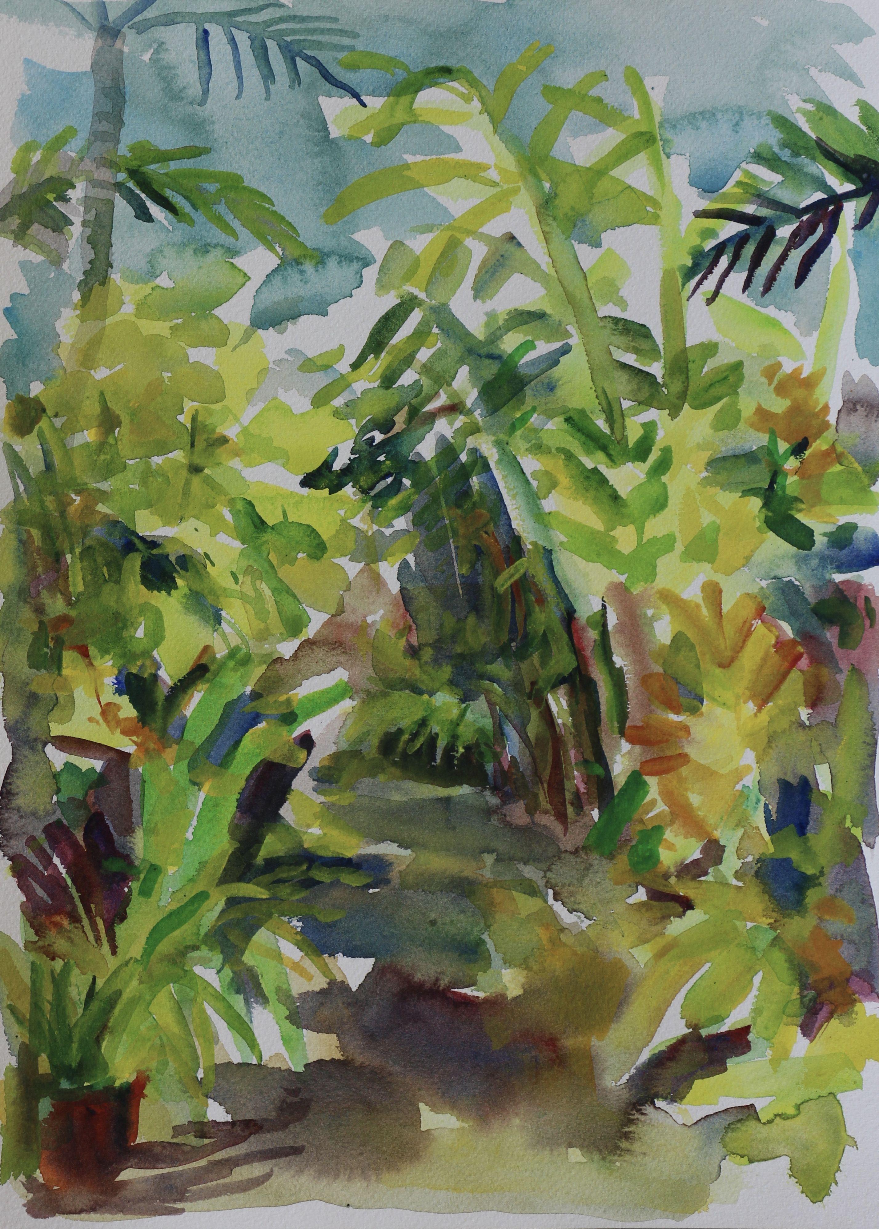 Unter Wölbung in Puerto Rico #3, Gemälde, Aquarell auf Aquarellpapier – Art von John Kilduff
