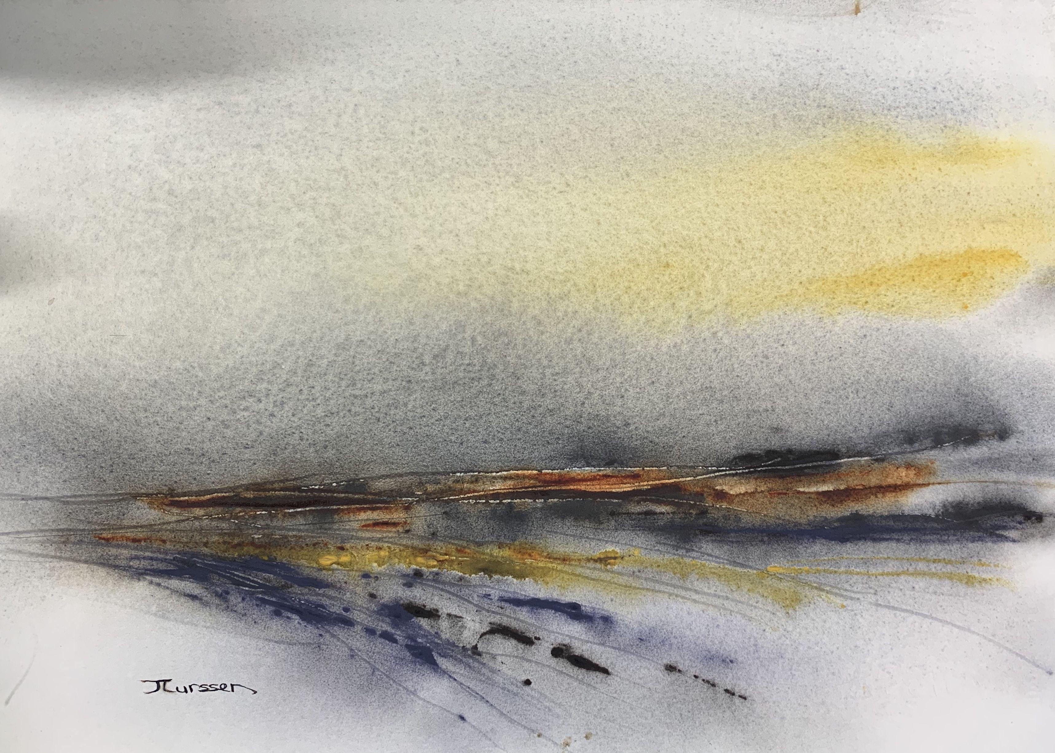 Jean Lurssen Abstract Drawing - Abstract Landscape #8, Painting, Watercolor on Paper