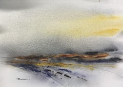 Abstrakte Landschaft #8, Gemälde, Aquarell auf Papier
