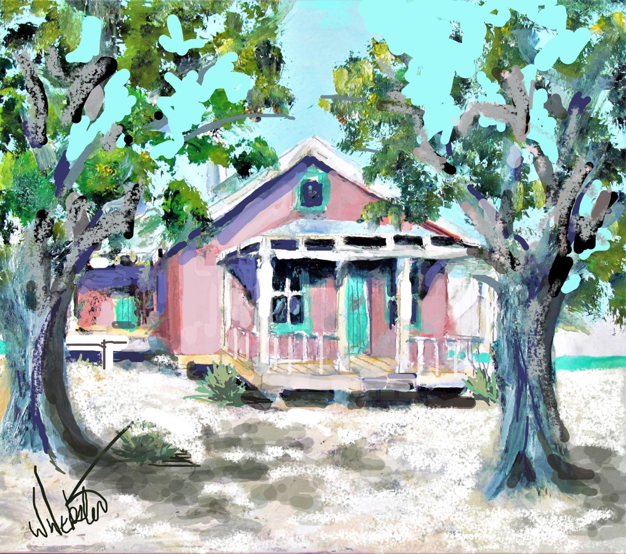 Cedar Key Cracker Box, Painting, Watercolor on Wood Panel - Art by William Webster