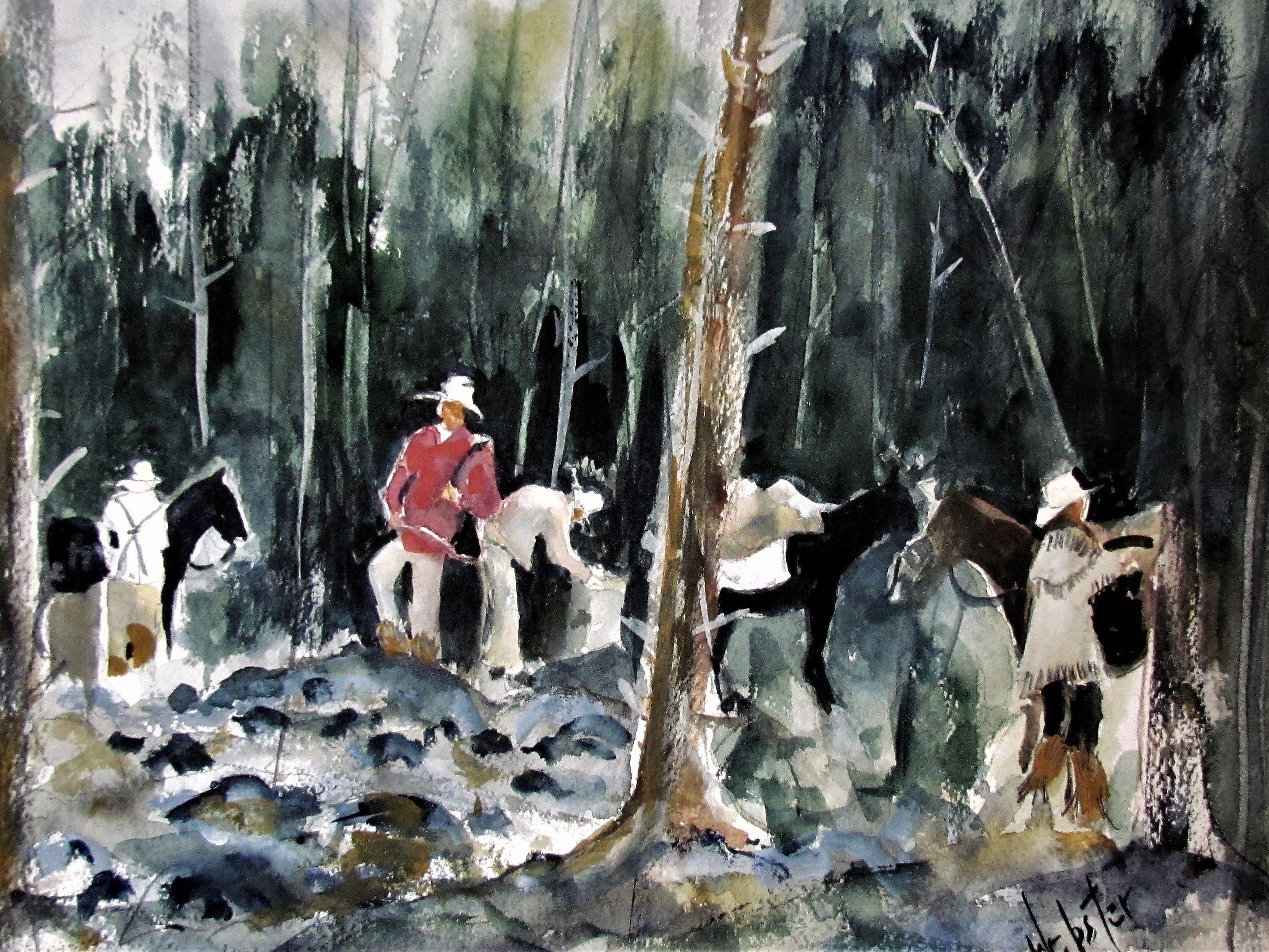 Breaking Camp, Painting, Watercolor on Paper - Art by William Webster