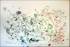 The band plays on, Drawing, Pen & Ink on Watercolor Paper